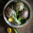 artichokes in a stainless steel bowl